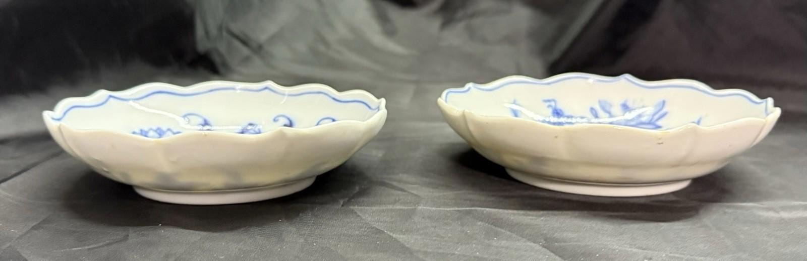 Antique Set 2 Ernst Teichert Meissen Coupe Cereal Bowl 5.25” Blue Onion Pattern