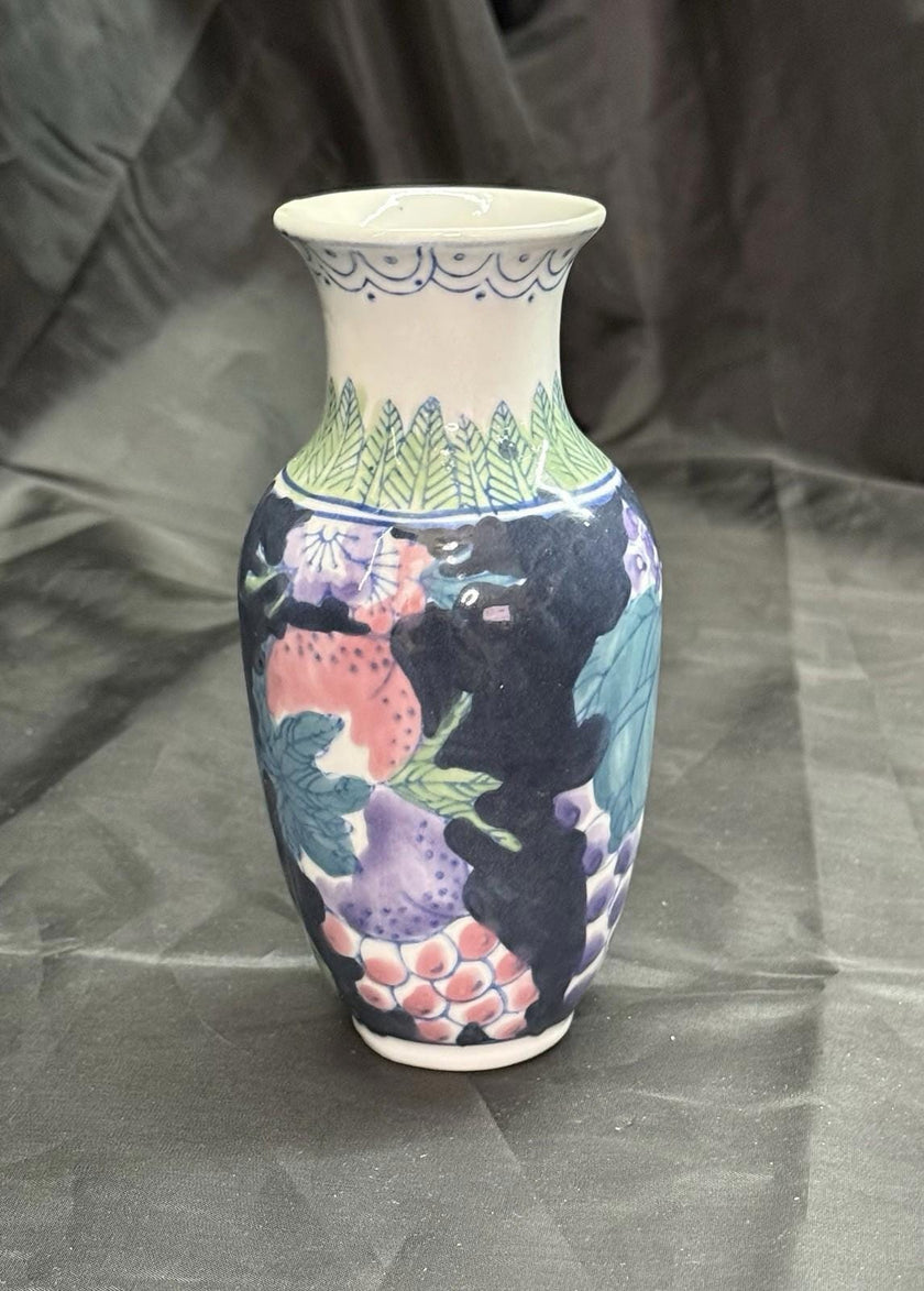 Vintage Chinoiserie-Style Bud Vase Accent Vase Floral Theme Circa 1960s