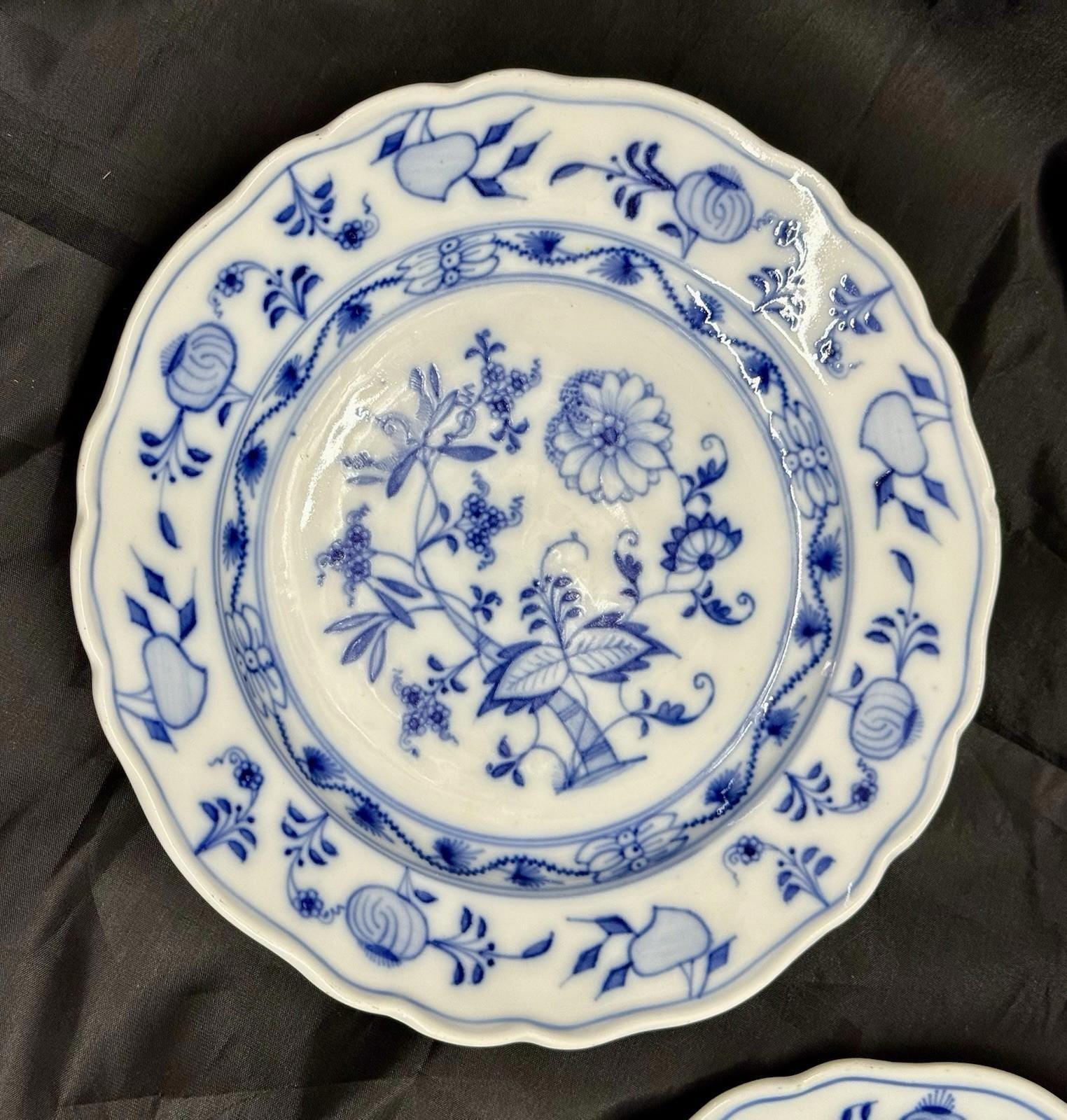 Antique Set Of 4 Ernst Teichert Meissen Blue Onion Luncheon Plates 8.5” Germany