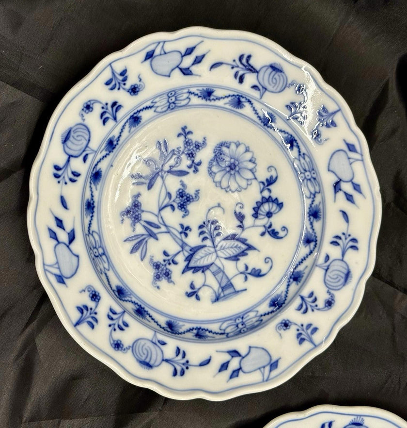 Antique Set Of 4 Ernst Teichert Meissen Blue Onion Luncheon Plates 8.5” Germany