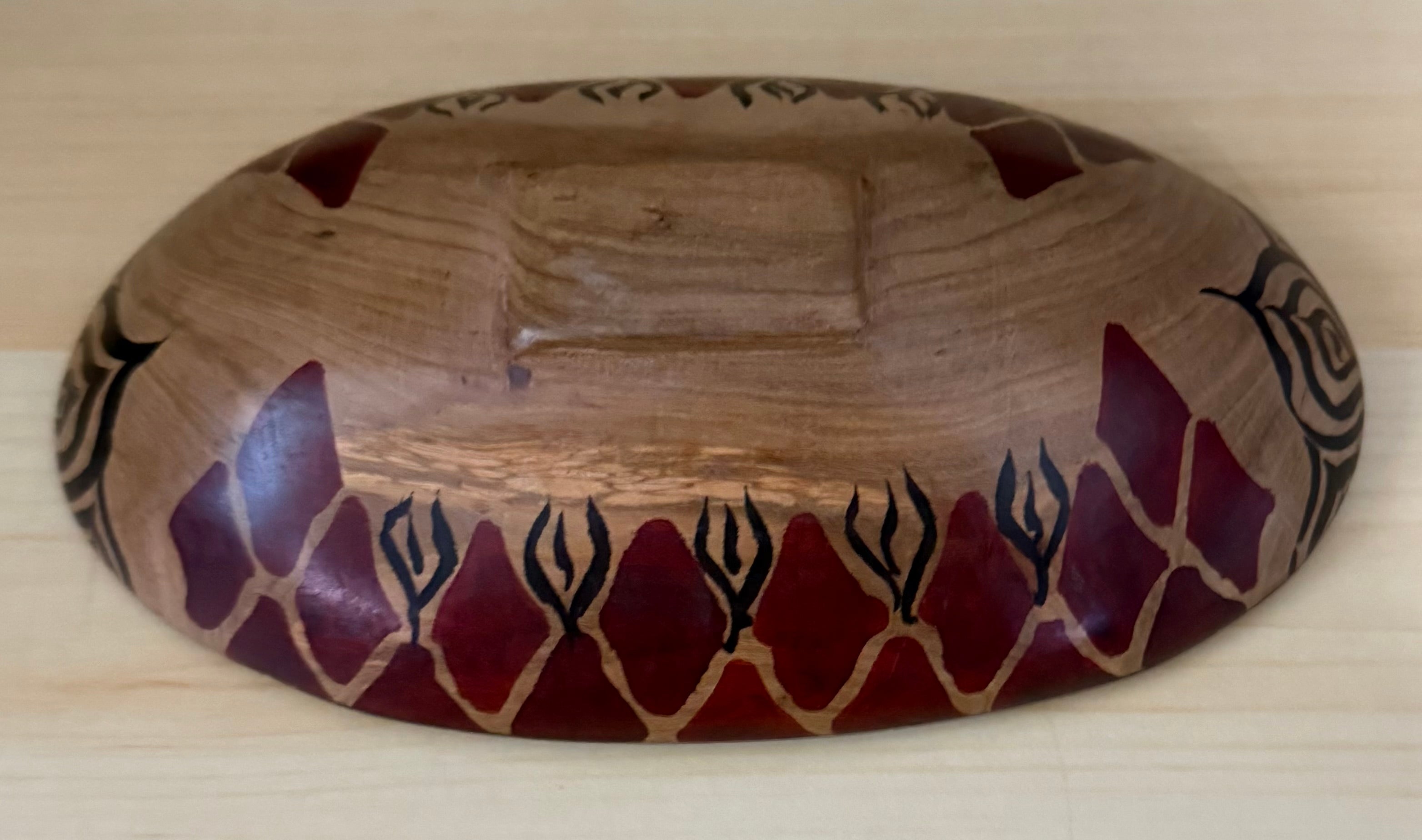 Vintage Hand Carved African Rosewood Oval Elephant Bowl 8” Long