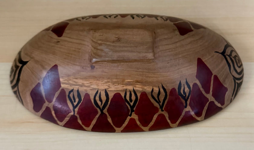 Vintage Hand Carved African Rosewood Oval Elephant Bowl 8” Long