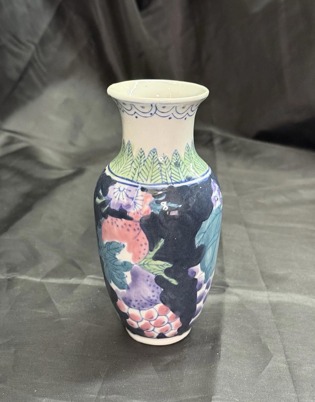 Vintage Chinoiserie-Style Bud Vase Accent Vase Floral Theme Circa 1960s