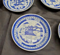 Antique Set Of 5 Chinese Export Canton Blue and White Plates 5.5” High Rim RARE!