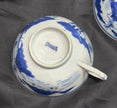 Antique Set 3 Chinese Export Blue & White Canton Pattern Porcelain Tea Cups Rare
