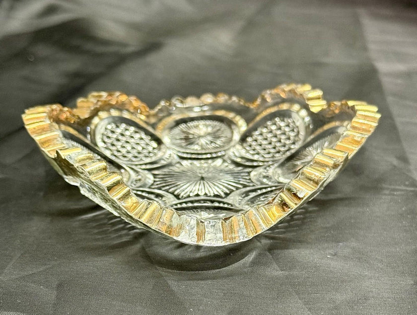 Antique (EAPG) Trinket Bowl US Glass Co # 15093 The States Gilded Sawtooth Edge