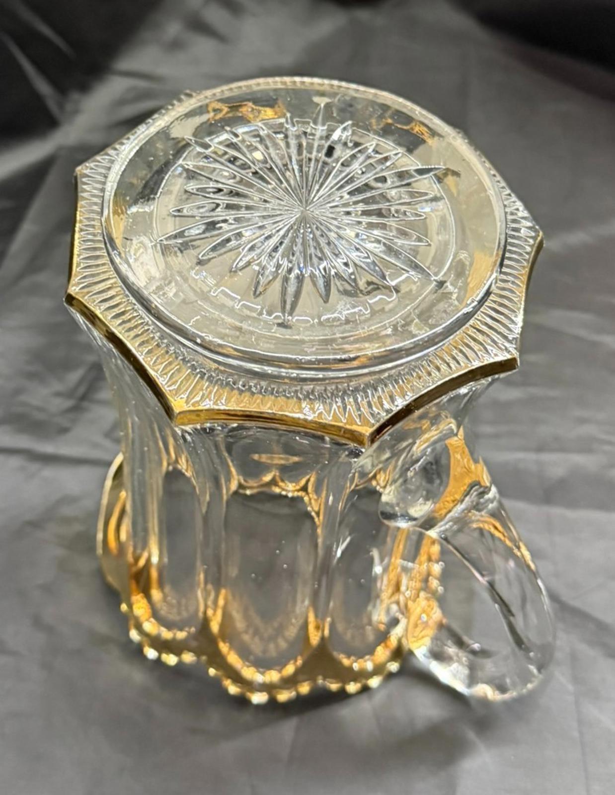 Antique Heisey Colonial Peerless 300 Water Pitcher Gold Flash Sawtooth Edge RARE