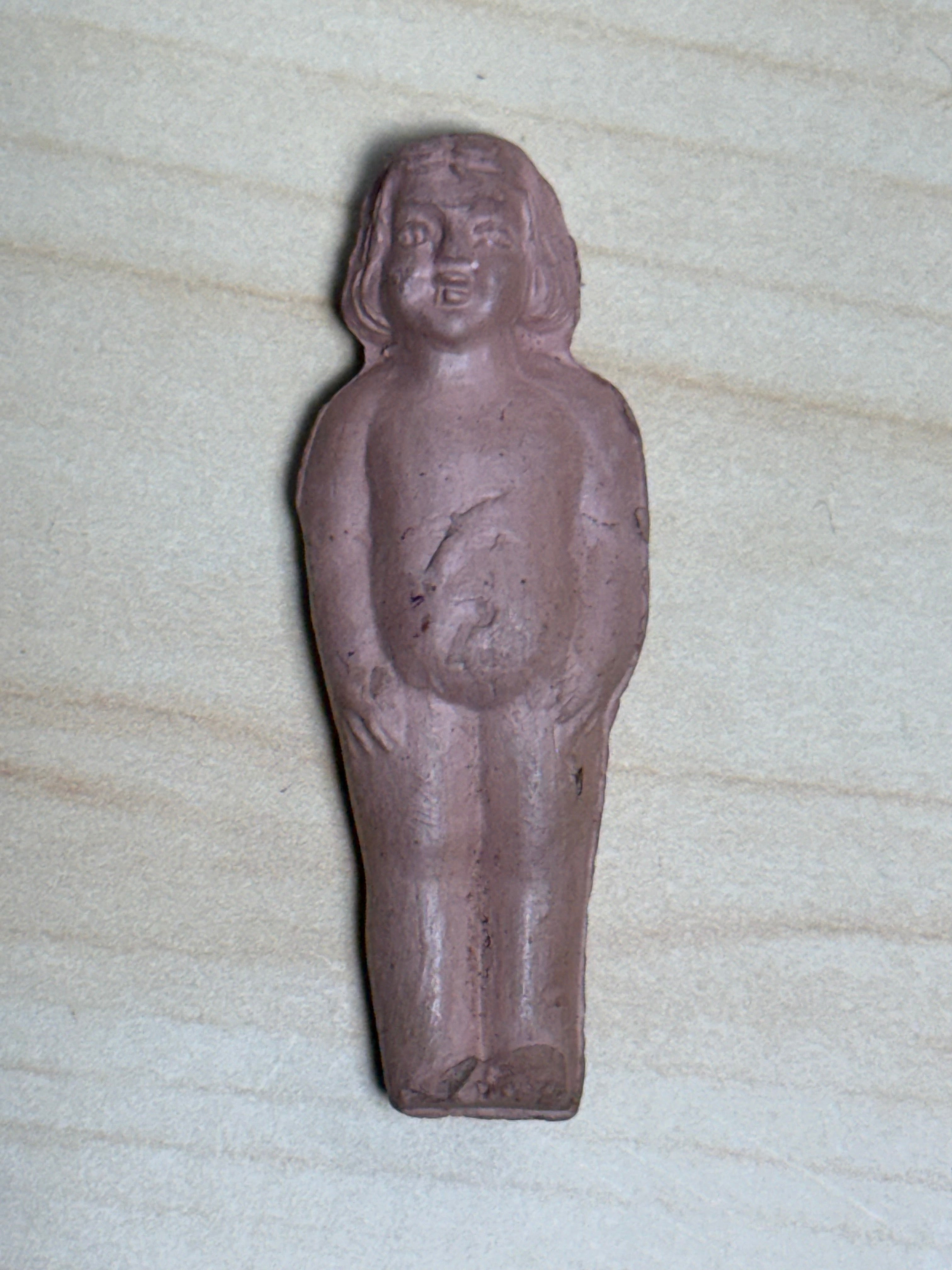 Antique German Terracotta Frozen Charlotte Clay Molded Doll Tiny Figurine