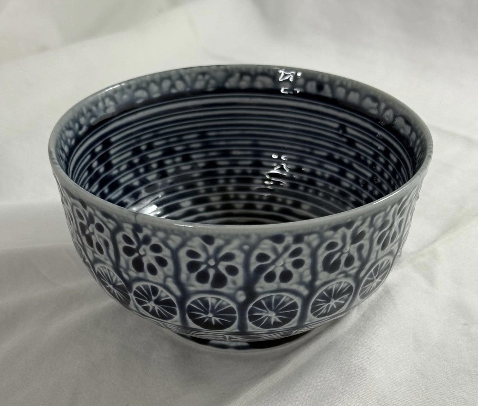 Vintage Arita Ware Blue White Porcelain Sugar Bowl Traditional Japanese Pottery