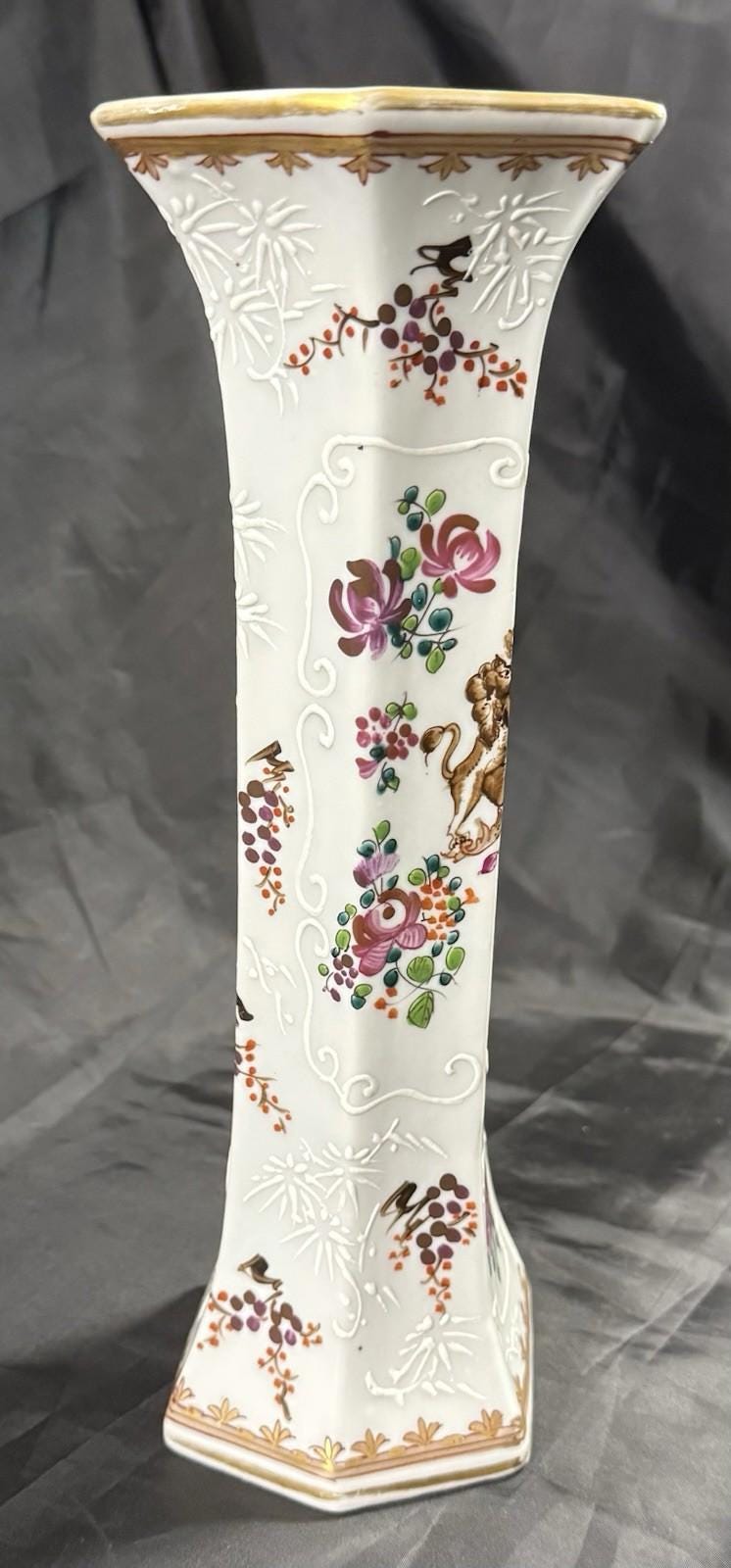 Antique French Edmé Samson Armorial Porcelain Vase Chinese Famille Rose Style