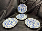 Antique Set Of 4 Ernst Teichert Meissen Blue Onion Luncheon Plates 8.5” Germany