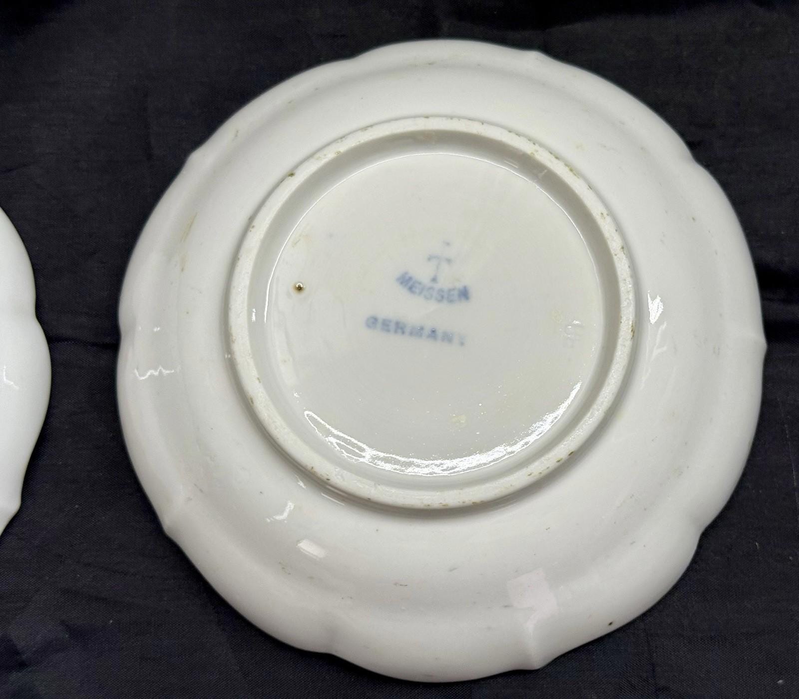 Antique Set 2 Ernst Teichert Meissen Coupe Cereal Bowl 5.25” Blue Onion Pattern