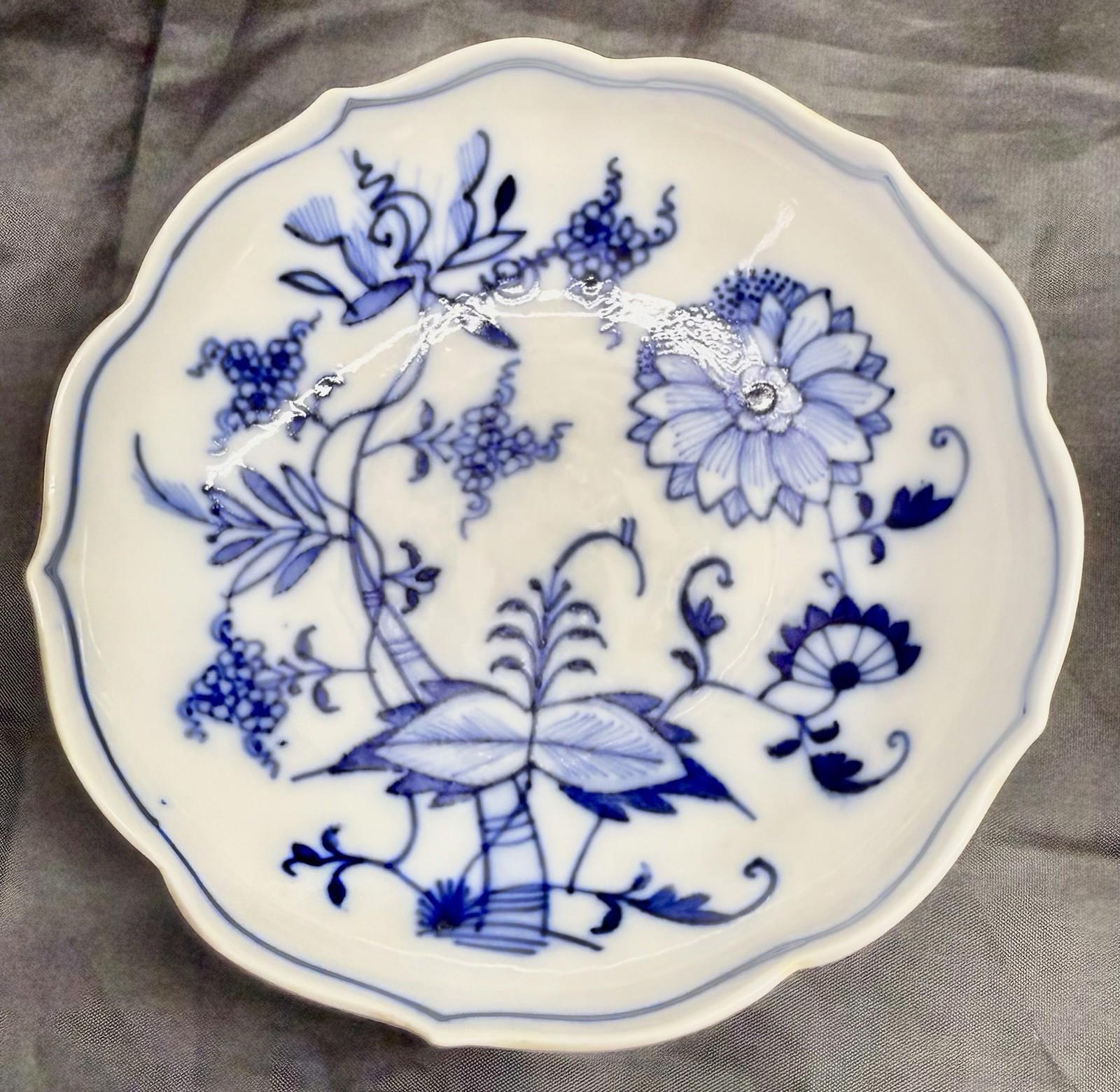 Antique Set 2 Ernst Teichert Meissen Coupe Cereal Bowl 5.25” Blue Onion Pattern