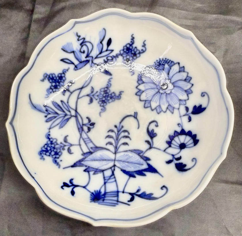 Antique Set 2 Ernst Teichert Meissen Coupe Cereal Bowl 5.25” Blue Onion Pattern