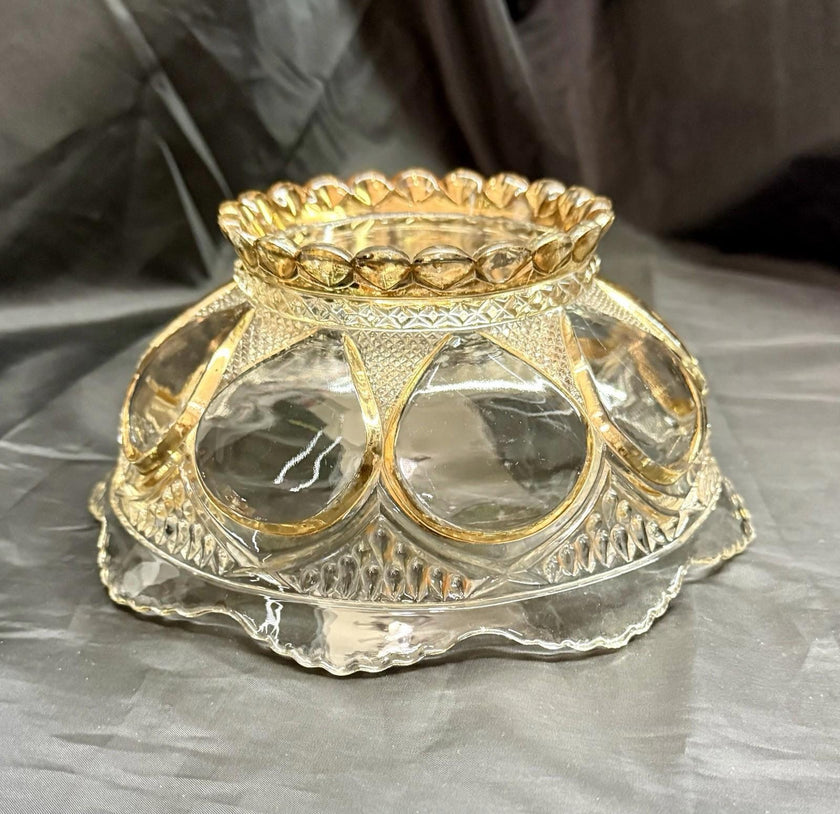 Antique EAPG Beaumont Glass Co Clear Duchess 103 OMN 8.5” Serving Bowl Gold Trim