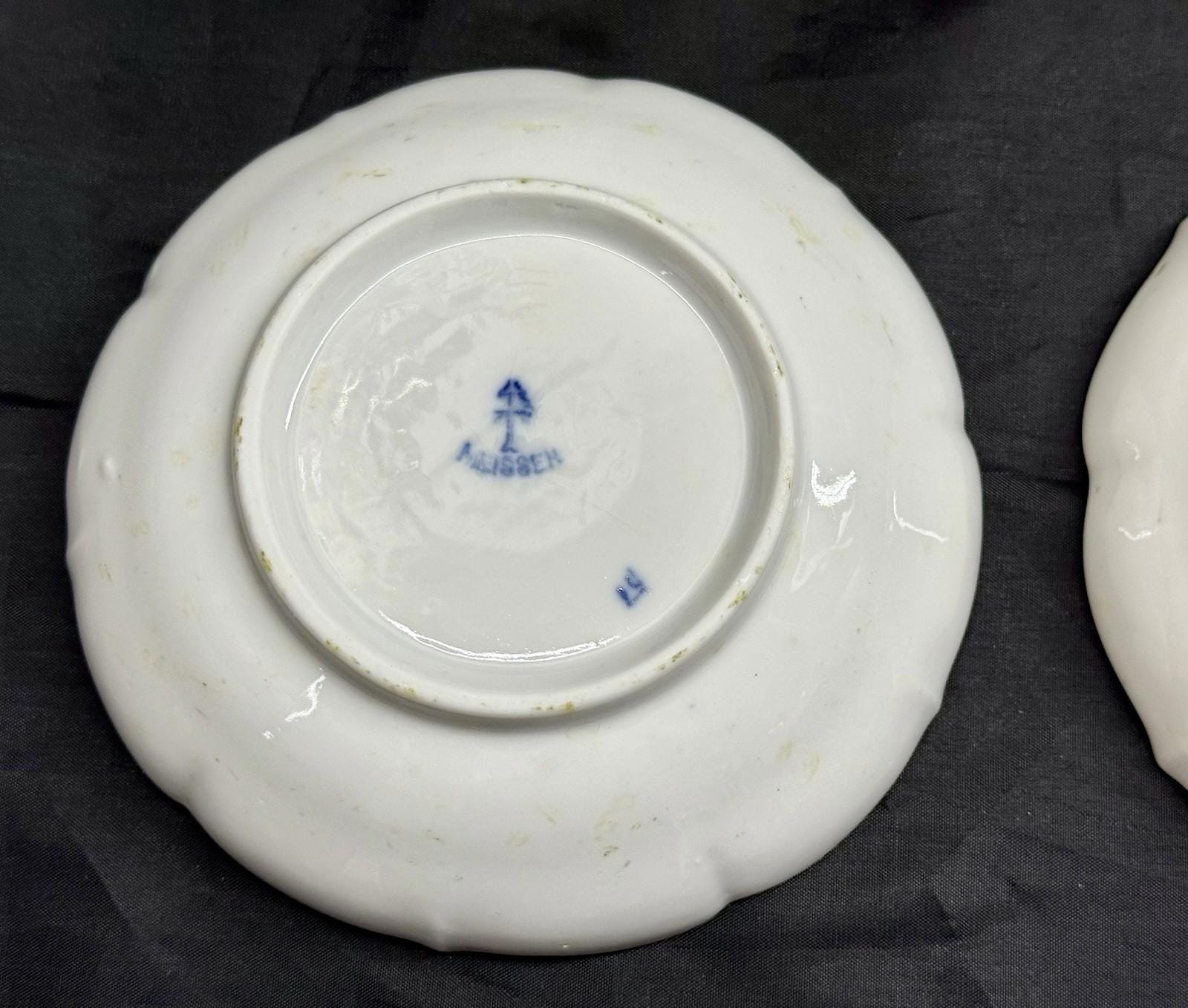 Antique Set 2 Ernst Teichert Meissen Coupe Cereal Bowl 5.25” Blue Onion Pattern