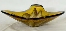 Vintage Murano Princess House Amber Aventurine Abstract Flower Art Glass Bowl