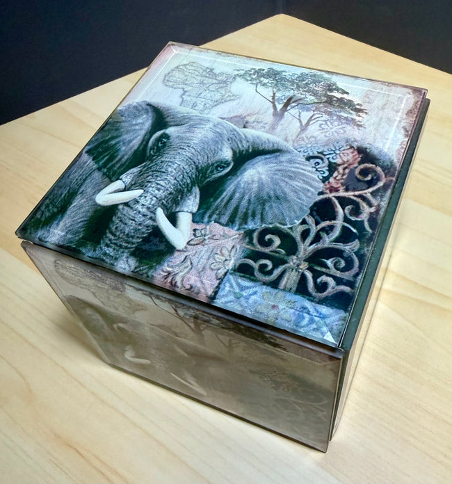 Arister Gifts Beveled Glass Elephant Keepsake Jewelry Box with Velvet Lining