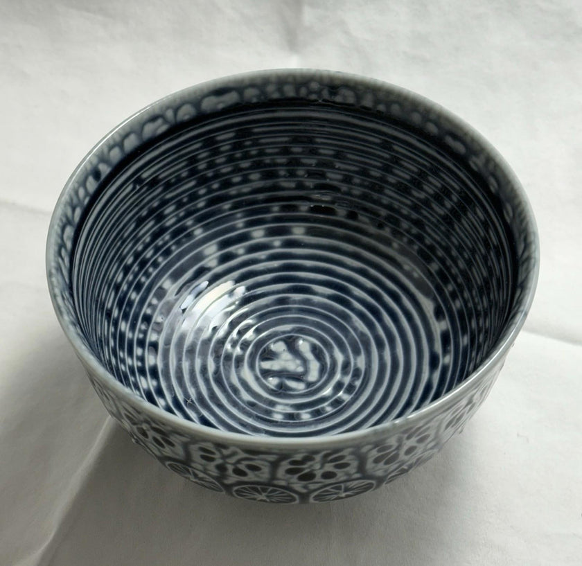 Vintage Arita Ware Blue White Porcelain Sugar Bowl Traditional Japanese Pottery