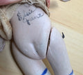 Antique Bisque Porcelain Jointed Doll Painted Blue Socks Original Cloth Dress