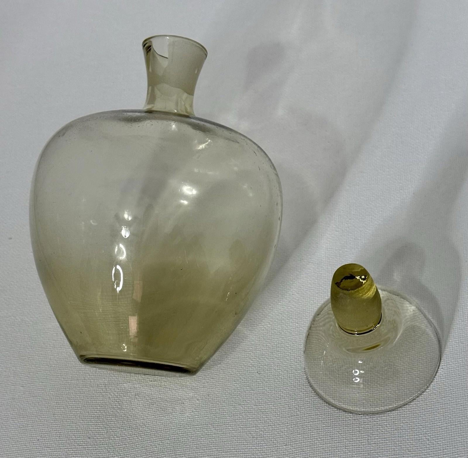 Ekenas Sweden Amber Glass Decanter with Shot Glass Stopper Scandinavian Modern