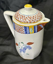 Vintage Ceramic Teapot Pitcher Lis Ceramica Brasil Floral Motif Folk Art Lidded