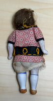 Antique Bisque Porcelain Jointed Doll Painted Blue Socks Original Cloth Dress
