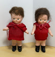 Pair of Vintage 1930s Roberta Composition Kewpie-Style Dolls in Red Dresses