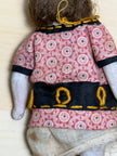 Antique Bisque Porcelain Jointed Doll Painted Blue Socks Original Cloth Dress