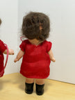 Pair of Vintage 1930s Roberta Composition Kewpie-Style Dolls in Red Dresses