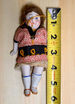 Antique Bisque Porcelain Jointed Doll Painted Blue Socks Original Cloth Dress