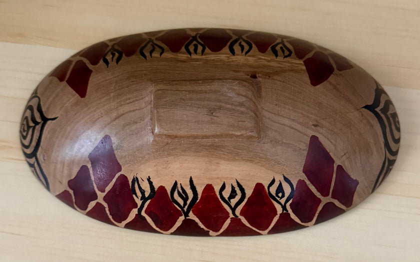Vintage Hand Carved African Rosewood Oval Elephant Bowl 8” Long