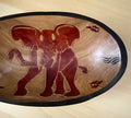Vintage Hand Carved African Rosewood Oval Elephant Bowl 8” Long