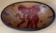 Vintage Hand Carved African Rosewood Oval Elephant Bowl 8” Long