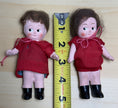 Pair of Vintage 1930s Roberta Composition Kewpie-Style Dolls in Red Dresses