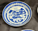 Antique Set Of 5 Chinese Export Canton Blue and White Plates 5.5” High Rim RARE!