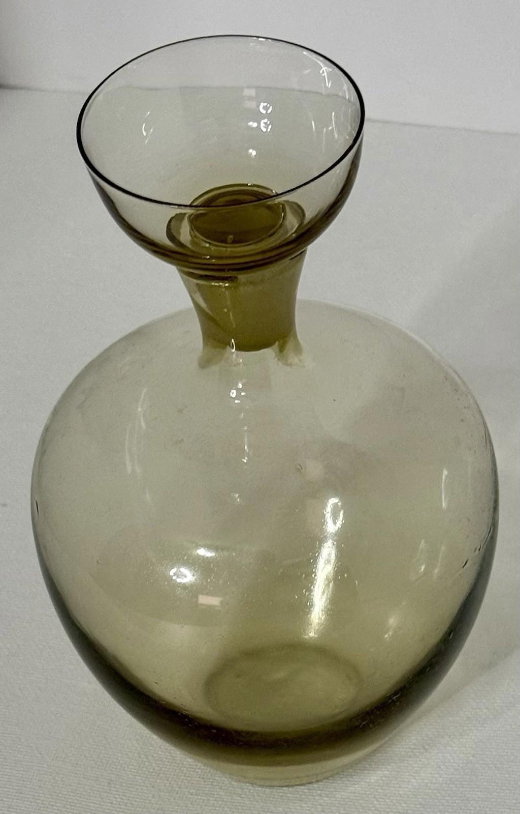 Ekenas Sweden Amber Glass Decanter with Shot Glass Stopper Scandinavian Modern