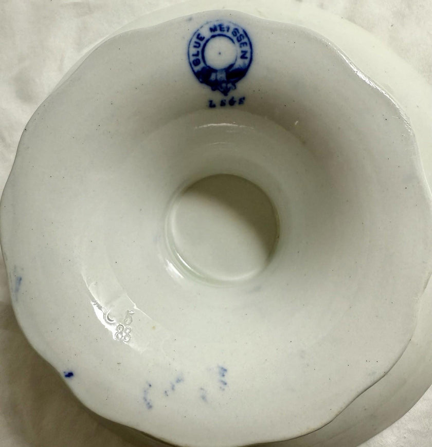 Antique Lewis Straus & Sons Blue Meissen Pedestal Cake Stand Blue Onion Pattern