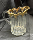 Antique Heisey Colonial Peerless 300 Water Pitcher Gold Flash Sawtooth Edge RARE