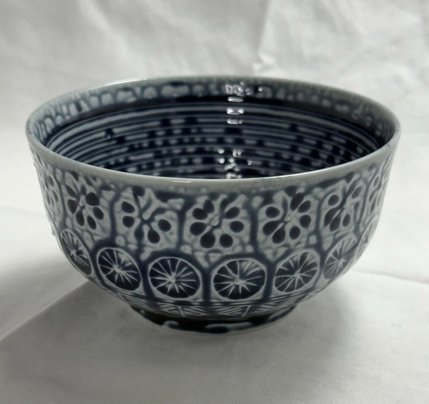 Vintage Arita Ware Blue White Porcelain Sugar Bowl Traditional Japanese Pottery