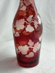 Antique Bohemian Czech Engraved Ruby Blown Glass Decanter & Stopper 19th Century