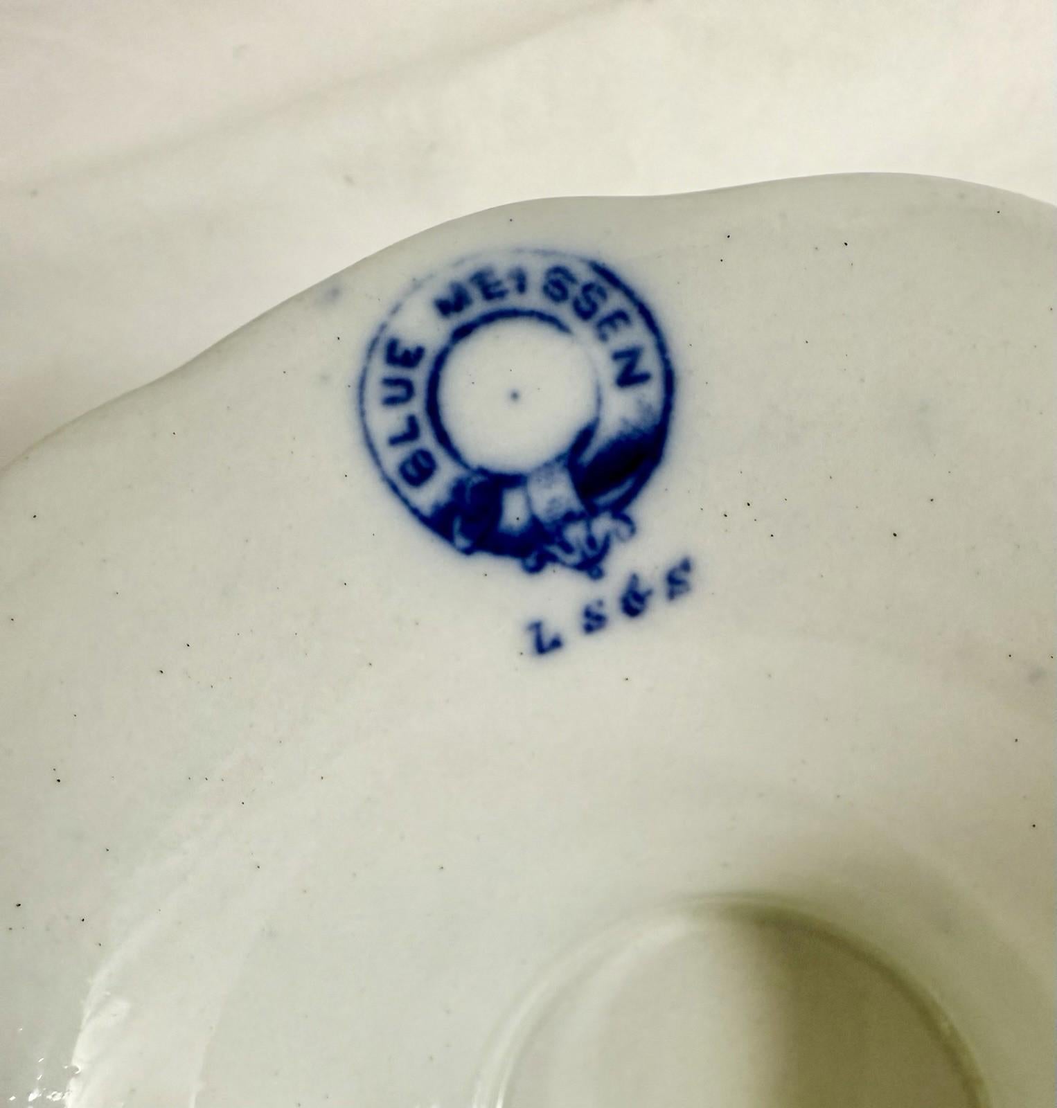 Antique Lewis Straus & Sons Blue Meissen Pedestal Cake Stand Blue Onion Pattern