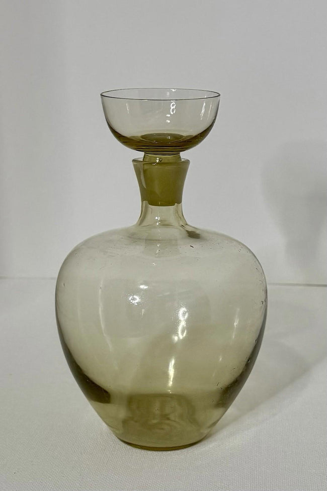 Ekenas Sweden Amber Glass Decanter with Shot Glass Stopper Scandinavian Modern