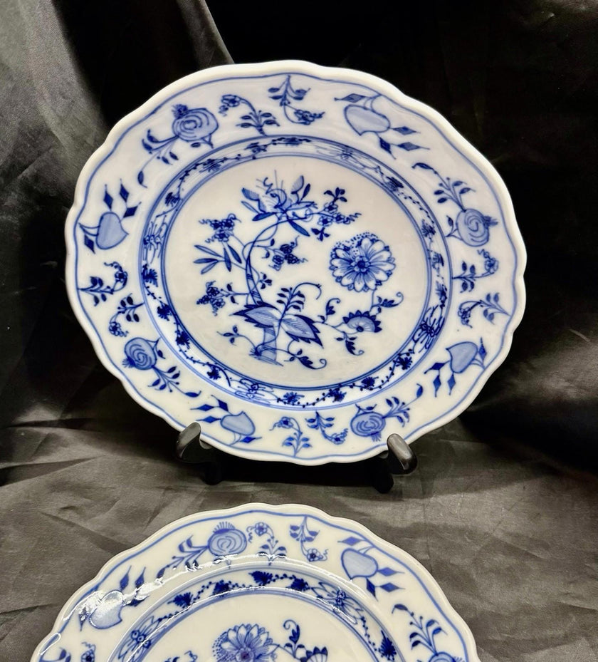Antique Set Of 4 Ernst Teichert Meissen Blue Onion Luncheon Plates 8.5” Germany