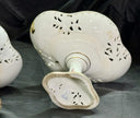 Antique Set 2 Carl Thieme Dresden Porcelain Reticulated Compotes Repaired RARE!