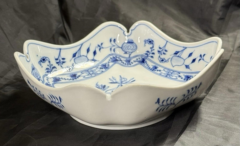 Antique Carl Teichert Meissen Blue Onion Porcelain Bowl 9” Circa 1882-1929 RARE!