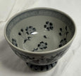 Ming Style Chinese Blue and White Porcelain Footed Bowl Stylized Lotus Design