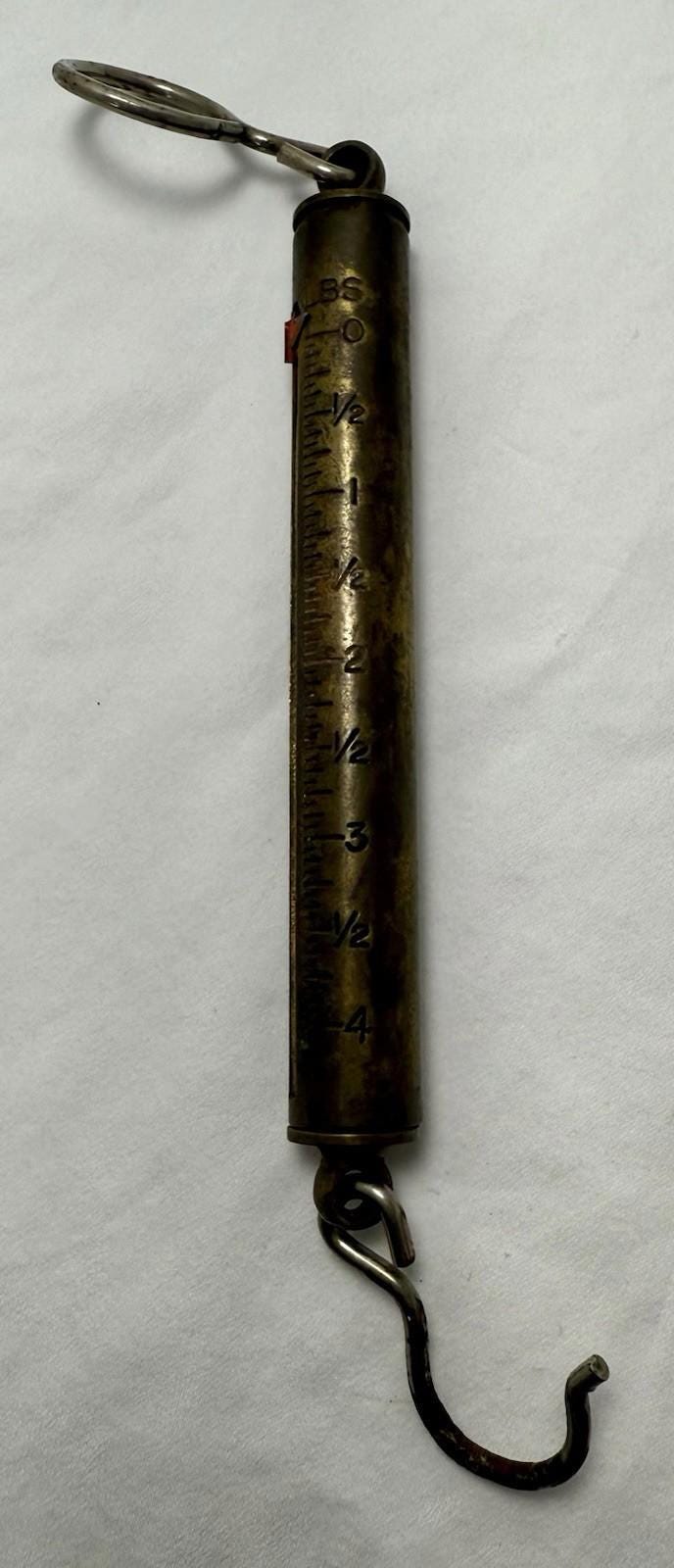 Antique Chatillon Brass Hanging Scale 4 Lb Capacity Fish Produce Spring Scale