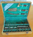 Vintage Thailand Siam Gold Bronze Rosewood Dessert Serving Set of 19 with Chest