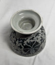 Ming Style Chinese Blue and White Porcelain Footed Bowl Stylized Lotus Design
